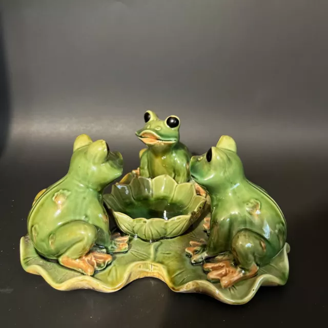 3 Frogs on a lilly pad candle holder by International Bazaar￼