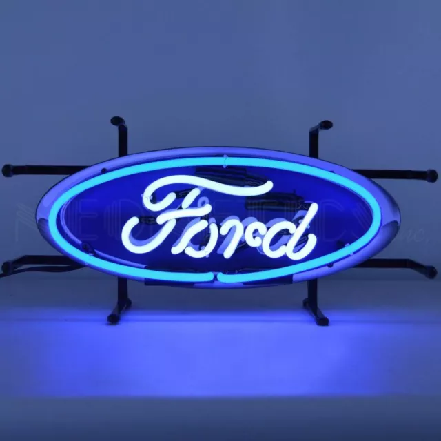 Neon Sign - Ford Blue Oval Junior With Backing 17" * Great Looking! FREE SHIP😎