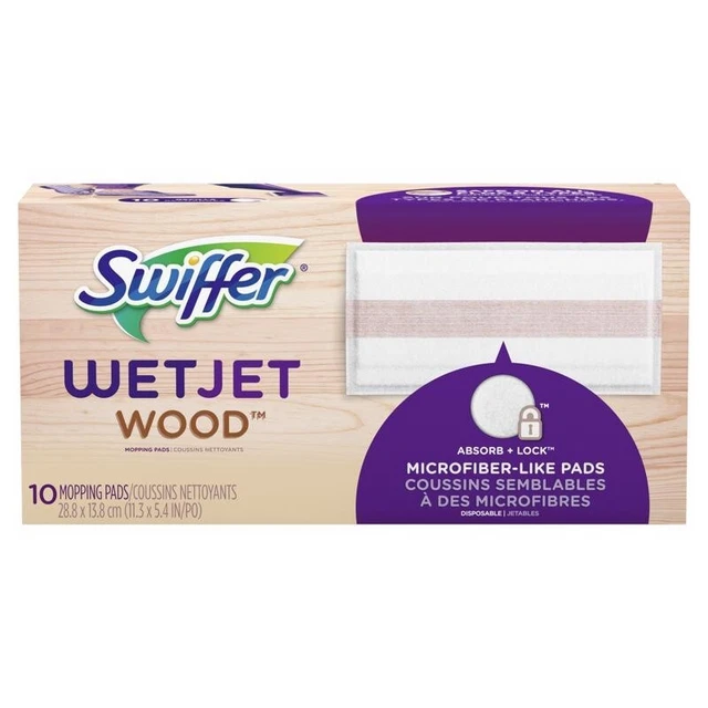 Swiffer WetJet Wood Wet Microfiber-Like Pads With Absorb+Lock Refill Pad 12 pk