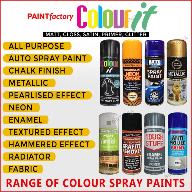 All Purpose Spray Paint Aerosol Auto Car Primer Matt Gloss Wood Metal Plastic-B5