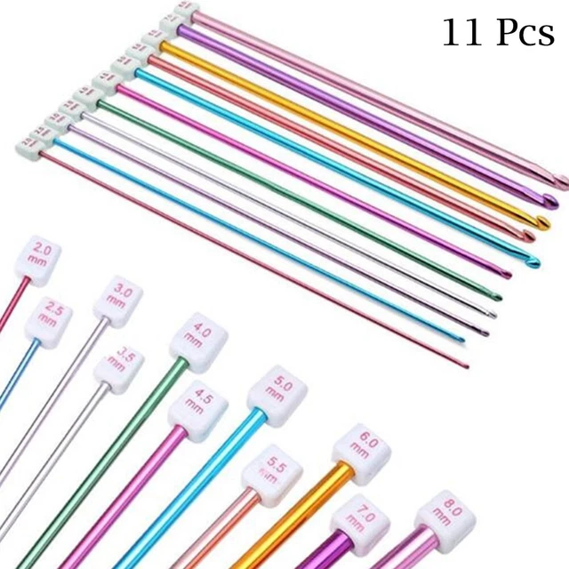 Set Uncinetti Tunisini 11 Pezzi - 2-8mm, In Alluminio, Con Accessori Per Maglieria - Foto 6