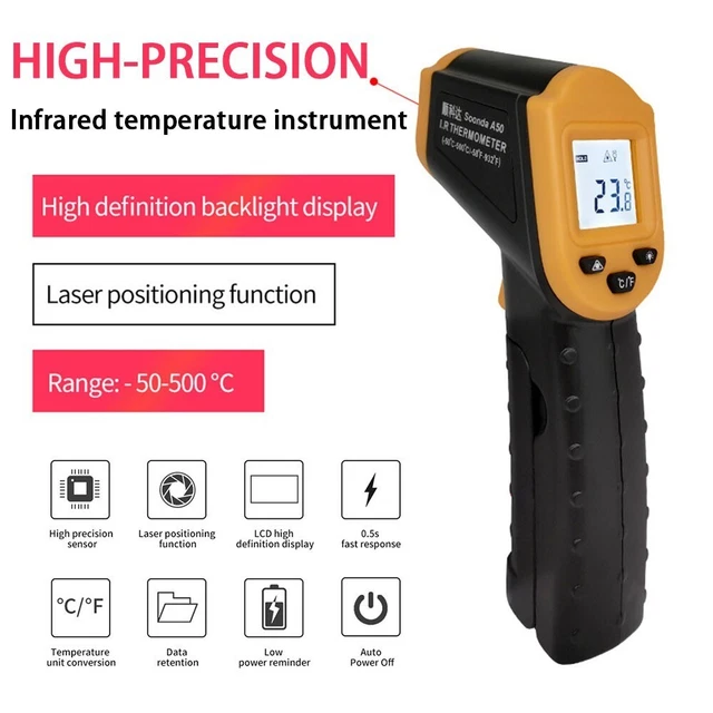 Infrarotthermometer Für Hand AFRA-IR-Thermometer – Berührungslos Mit Laser-Zielhilfe, Digital, 250 G Infrarotthermometer Für Hand AFRA-IR-Thermometer – Berührungslos Mit Laser-Zielhilfe, Digital, 250 G