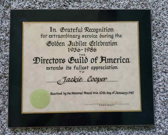 JACKIE COOPER: Directors Guild 50 Year Trophy/Award 1/1