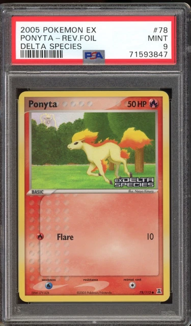 PSA 9 MINT Ponyta Reverse Holo 78/113 Ex Delta Species Pokemon Card