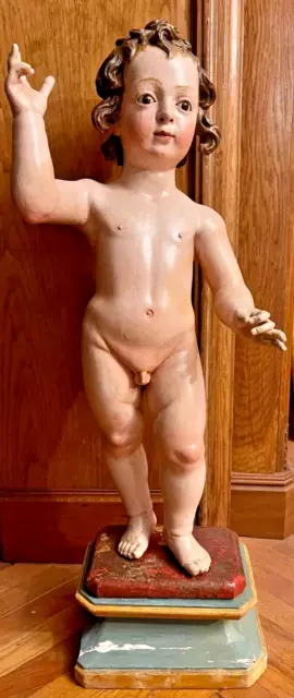 ENFANT JÉSUS BAROQUE. BOIS SCULPTÉ ET POLYCHROMÉ. ESPAGNE. XVIIe SIÈCLE