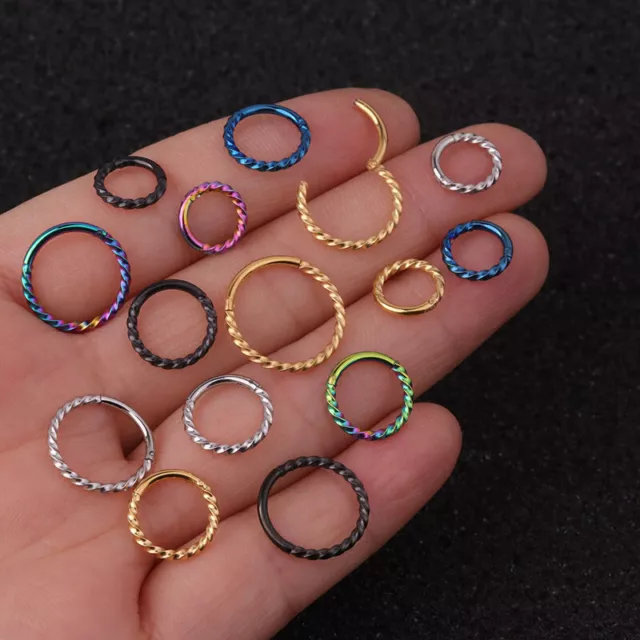 1PC 316L Steel Twist Hinged Segment Clicker Hoop Ring Lip Ear Nose Body Piercing 2