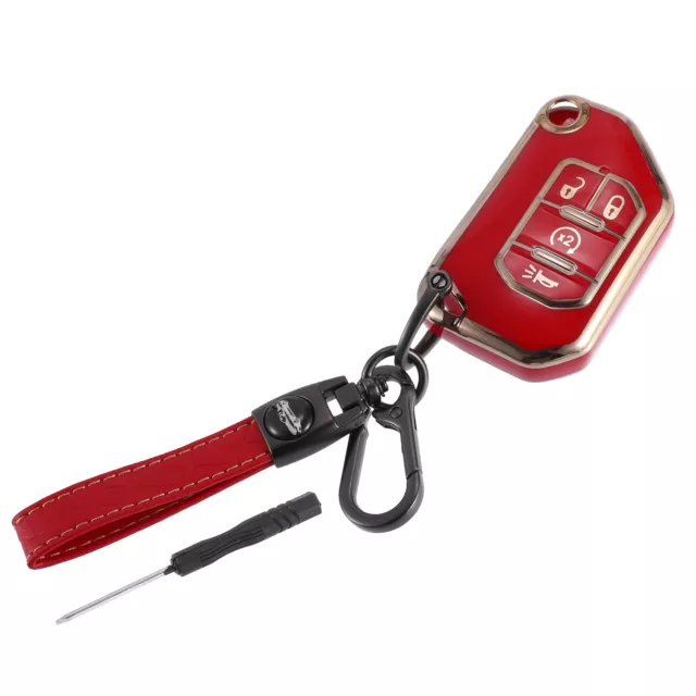 TPU Voiture Télécommande Porte-Clé Couvercle Coque pour jeep Wrangler JL Rouge