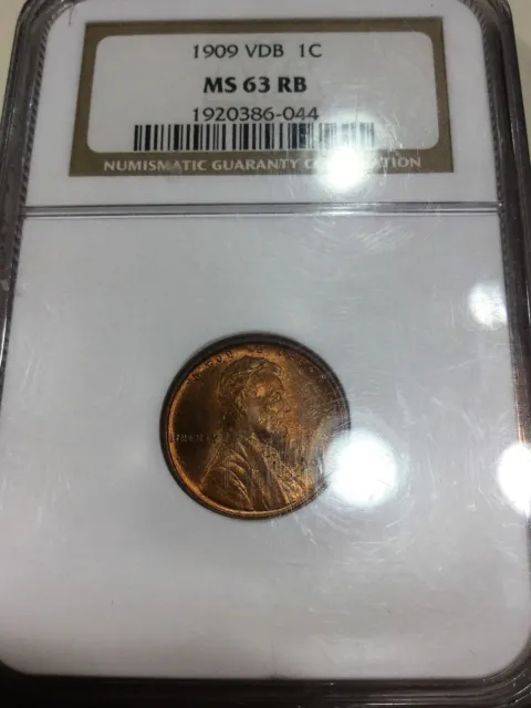1909 VDB Lincoln Wheat Cent Penny NGC MS63RB Beautiful Coin