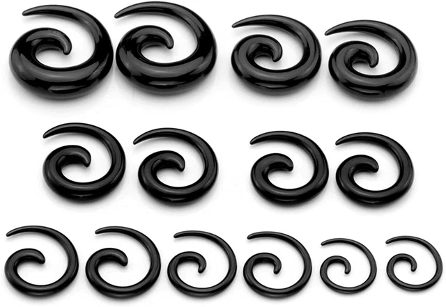 14Pcs 12G-00G Uv Acrylic Spiral Snail Plug Ear Stretching Kit (Many Colors)