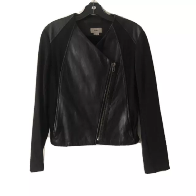 HELMUT LANG black Lamb leather geometric moto Designer jacket S