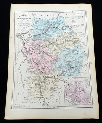 ANTICA MAPPA DI Meaux Chelles melun melone Senna e Marna Francia