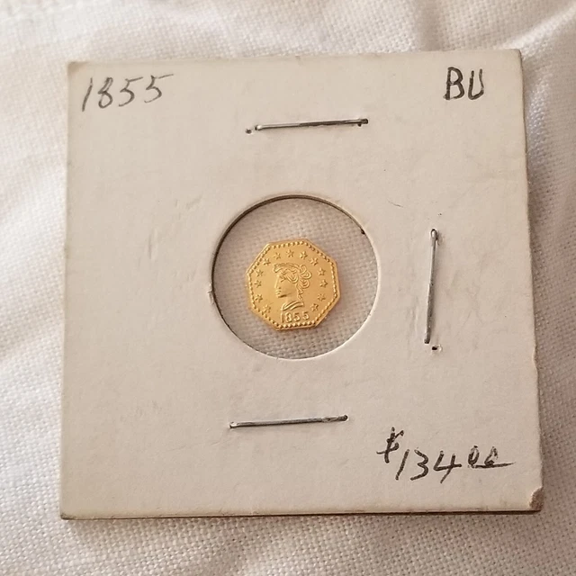 Wreath 4d Octagonal 1/4 1855 Liberty #1 California Gold Souvenir Token