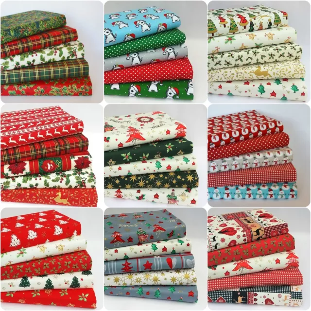 CHRISTMAS FABRIC PATCHWORK QUILTING CRAFTS SCRAPS SQUARES BUNDLE