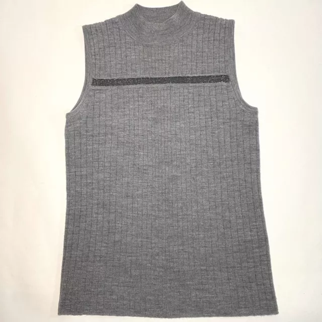 Elie Tahari Turtleneck Knit Sleeveless Sweater Vest Mock Neck Ribbed Size XS/TP