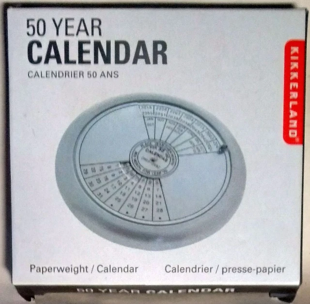 KIKKERLAND 50 YEAR Calendar Paperweight NEW IN BOX Time Science Cal50