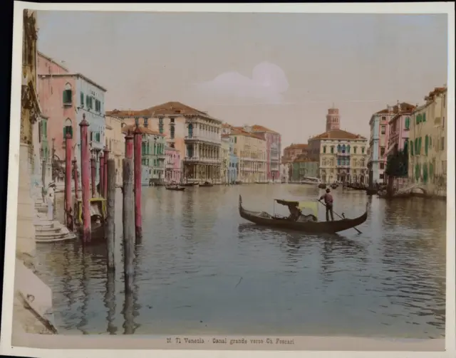 Italie, Venise, le Grand Canal et Ca&#039; Foscari, ca.1880, tirage vintage aqua