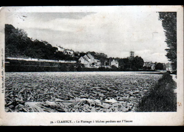 CLAMECY (58) FLOTTAGE DU BOIS sur l'YONNE en 1922