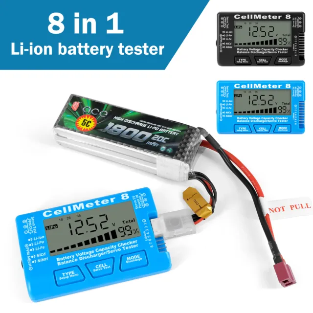 Digital Battery Checker Abs Rc Cell Meter 8 Capacity Checker Lipo Life Li-Ion