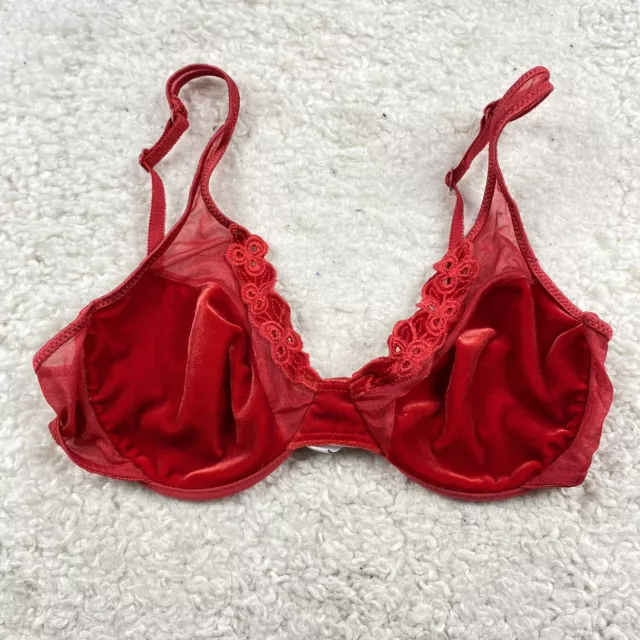 P.P Warners Bralette Womans Size Small/Médium Velvet Red Lace Fast Shipping