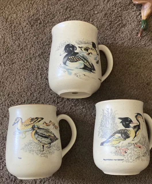 3 Northcraft Korean stoneware waterfall Vintage Duck Mallard Mugs