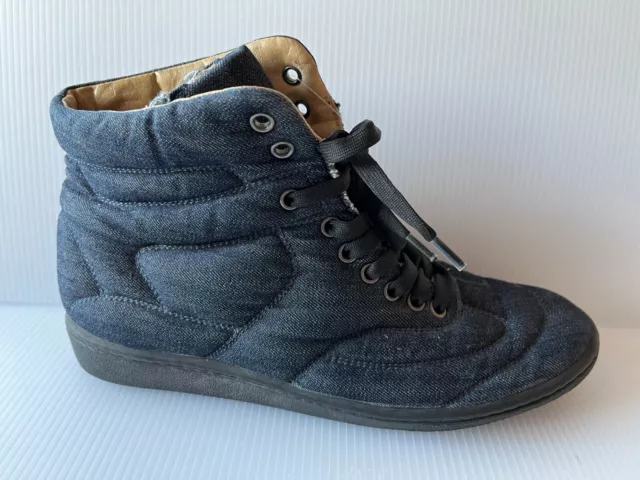 MM6 Maison Margiela Blue Quilted Denim High Top Sneakers, Size 9 (US) 39(EU)