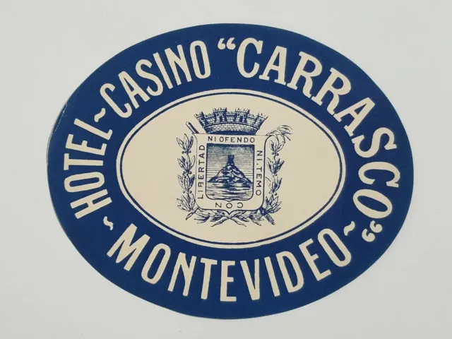 Vintage Hotel Casino Carrasco Montevideo Uruguay Large Luggage Label Unused