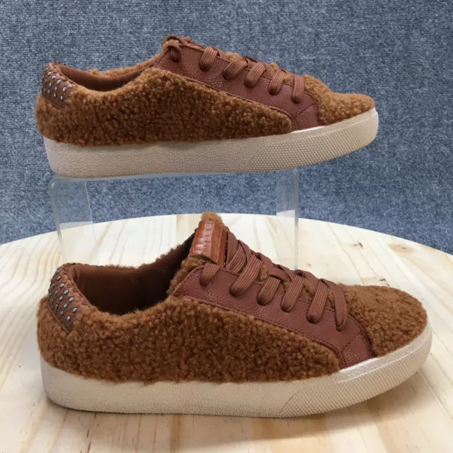 Vince Camuto Shoes Womens 6 M Milzy Low Top Sneakers Brown Leather Faux Fur