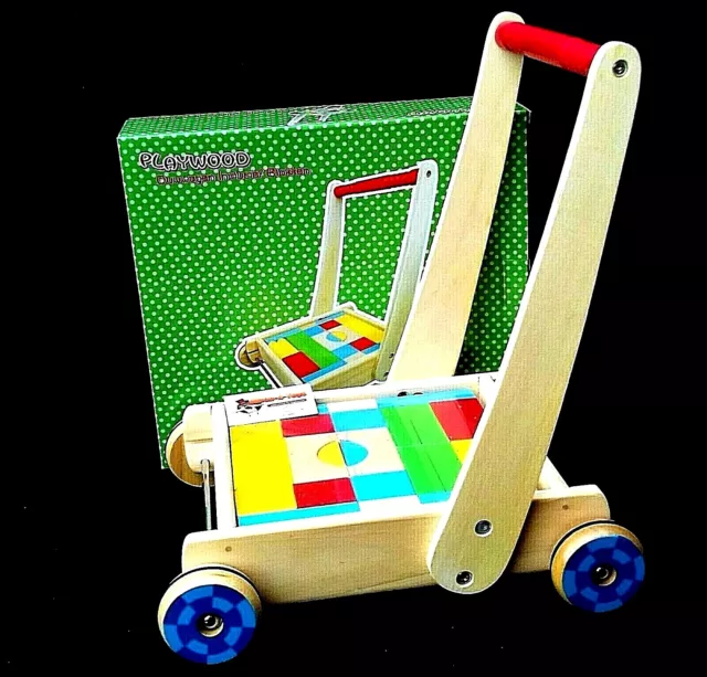 Holz Push and Pull Spielzeug Aktivität Baby Walker / mit Blöcken Alter 12+ Monate