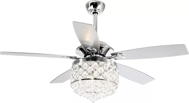 Parrot Uncle Ceiling Fan with Lamps Modern Crystal Chandelier Remote Control