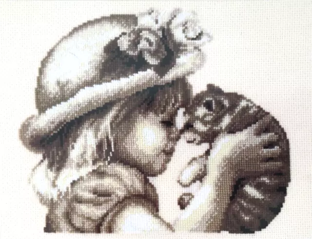 Vervaco I LOVE YOU KITTY Counted Cross Stitch Kit Girl with Kitten/Cat **RARE**