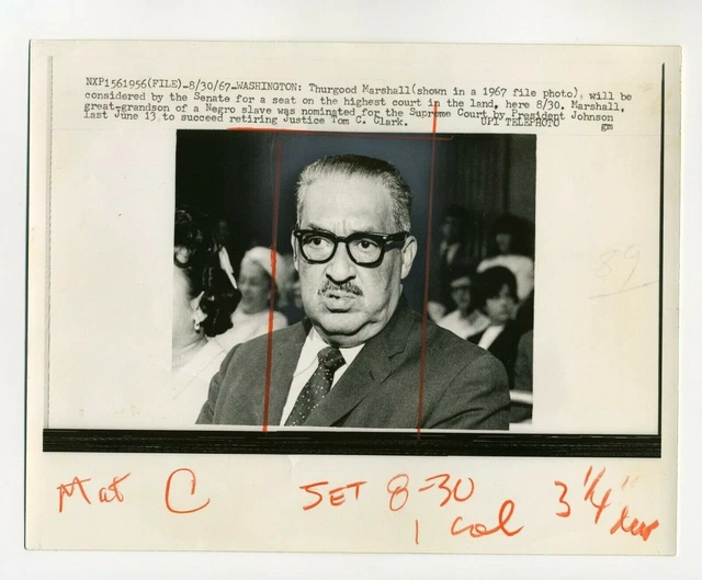 THURGOOD MARSHALL SUPREME Court 1967 Original Photo Vintage Early 333.