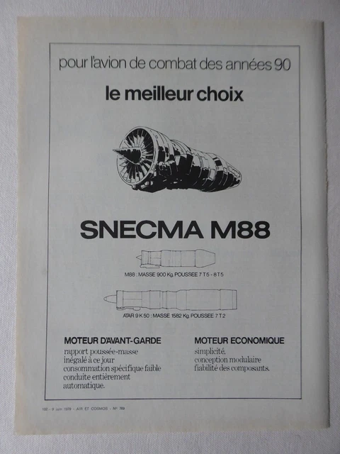 6/1979 PUB SNECMA Moteur Aviation M88 Dassault Rafale Acf Original