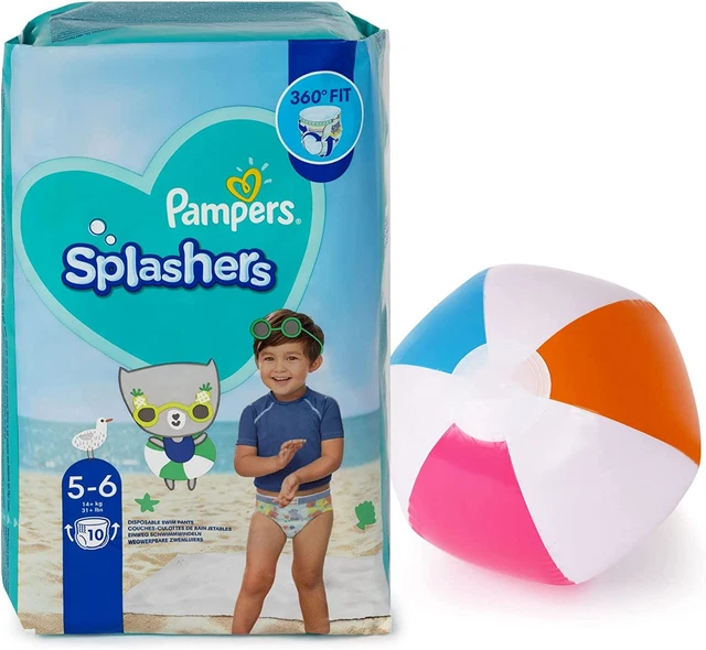 Pampers Splashers Swim Diapers & Broozy Inflatable Beach Size 5-6 (11 Count)