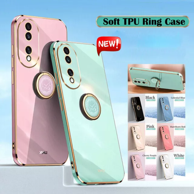 Case For Honor 90 70 X8 X7A X6A Magic6 Lite Plating Ring Holder Soft Phone Cover