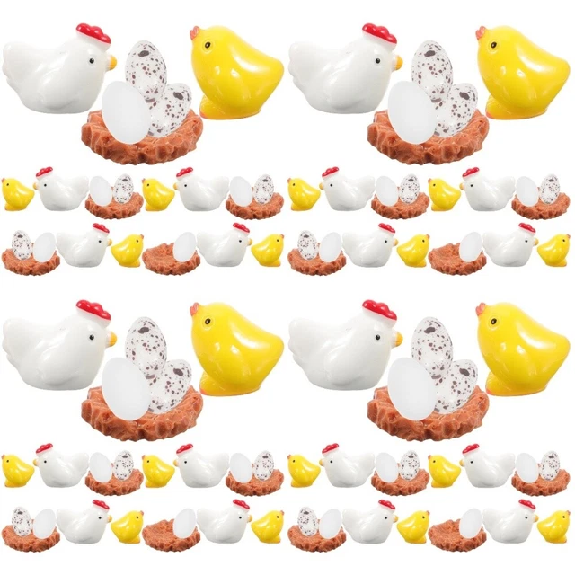 4 Sets  Mini Fairy Chicken Statue Miniature Garden Ornament for Fairy Gardens