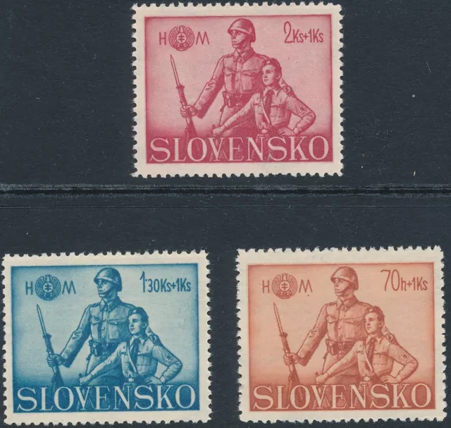 Stamp Slovakia Sc B8-10 1939 WWII 1942 Corpsman Hlinka Soldiers MNH