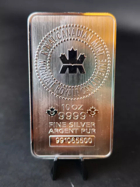 Royal Canadian Mint (RCM) 10 oz  .9999 Fine Silver Bar - In Stock