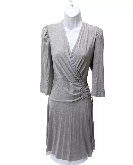 NWT Calvin Klein Faux Wrap Dress Womens 12 Gray Rayon Blend V Neck Surplus