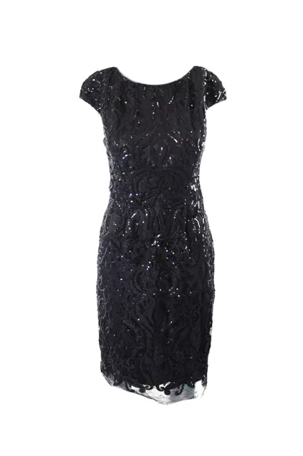 Vera Wang Black Lace Sequined Dress 4