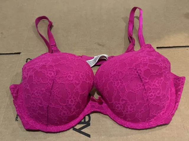 VICTORIAS SECRET VERY Sexy Push Up Bra Size 36 C Hot Pink Lace Underwire  Padded £11.26 - PicClick UK