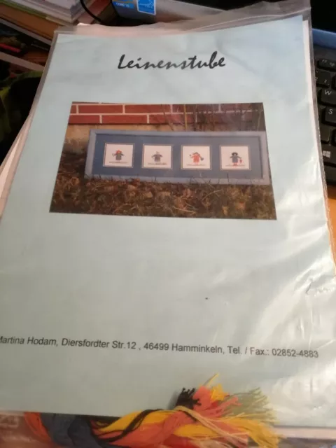 Stickvorlage Leinenstube mit Garn Gartenkinder 1