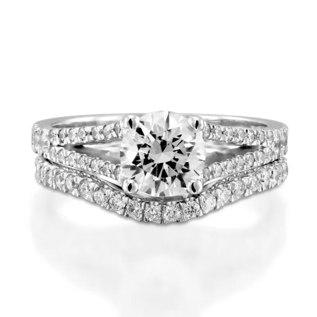 3 CT Diamond Engagement Ring Set Round H/SI2 14K White Gold Size Selectable