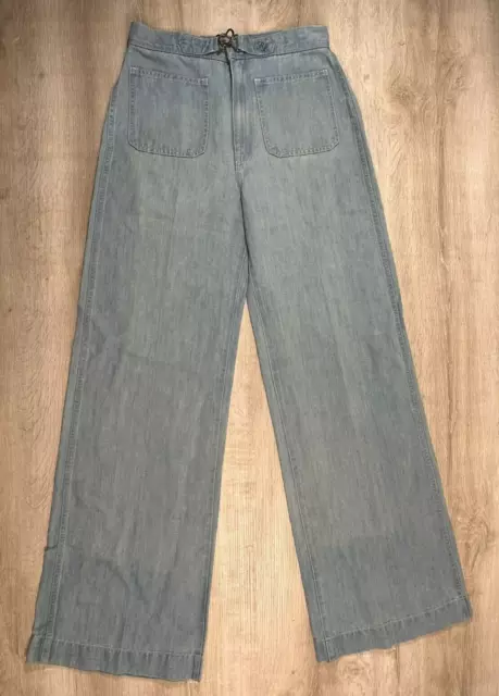 NWOT Polo Ralph Lauren Womens Jeans Light Blue 32 Margery High Rise Wide Leg