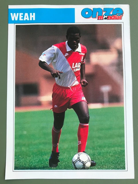 FOOTBALL GEORGE WEAH AS MONACO 1988 RARE FRENCH FOOTBALL ROOKIE CARD MONDIAL