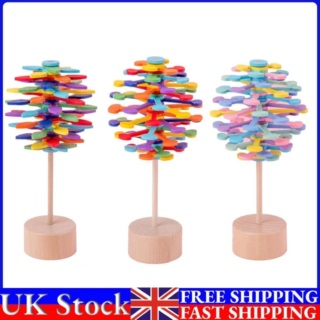 Children Wooden Helicone Wand Rotating Lolly Toy Kids Stress Relief Inserted Toy