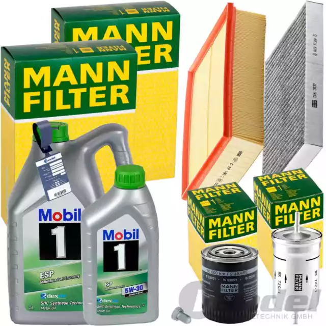 MANN INSPEKTIONSPAKET+6L CASTROL 5W-30 ÖL passend für AUDI A4 B6 8E/H 2.4+3.0