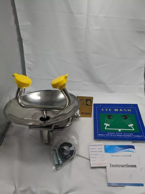 Eye Wash Station with Free Eye Wash Sign - Wall Mounted Stainless Steel Eyewash