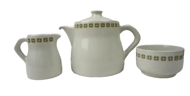 Duraline Dudson VintageTea Pot Milk Jug Sugar Pot Super Vitrified 3 Piece