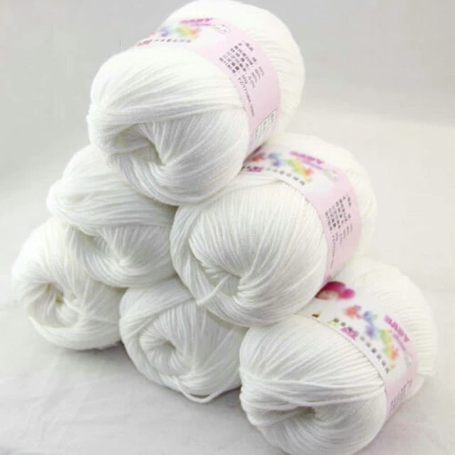 Fils de laine de soie douce et durable pour tricot à la main 6 boules (76 carac
