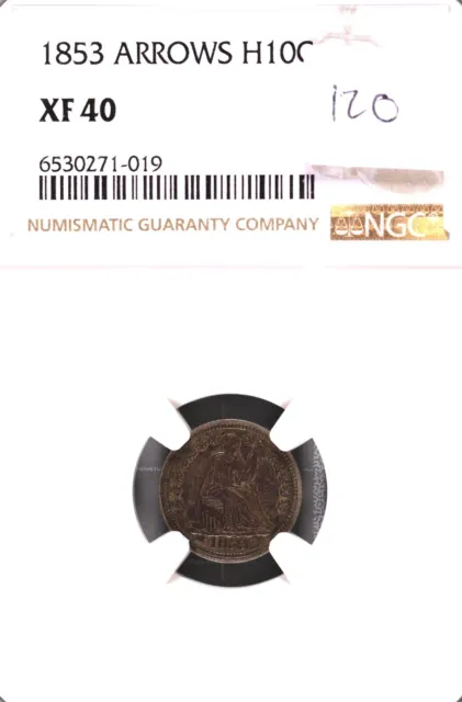 1853 Seated Liberty w/Arrows Silver Half Dime NGC XF-40 #1-019